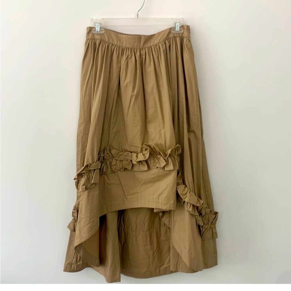 Farrow high/low tan ruffled skirt small‎